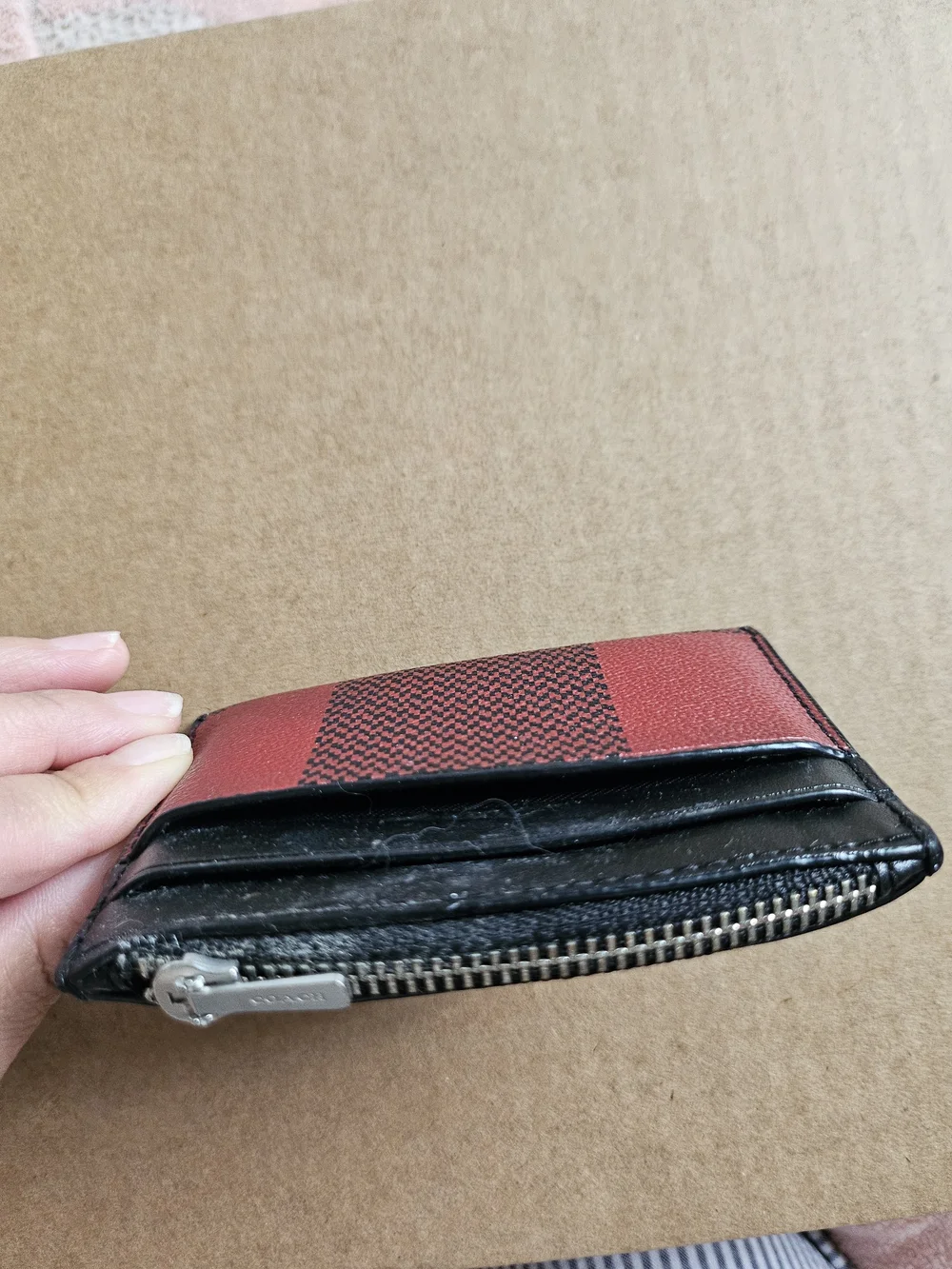 COACH Red and Black Signature Wallet